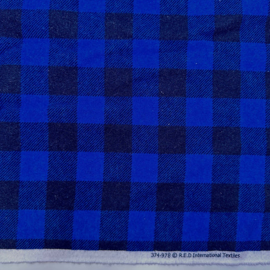I Wanna Stay In Bed - Flanelette Cotton Woven - Dark Black/Blue Plaid - 2.45M Bundle - True Deadstock fabric Fabric by private - Sustainable Textile | FABCYCLE