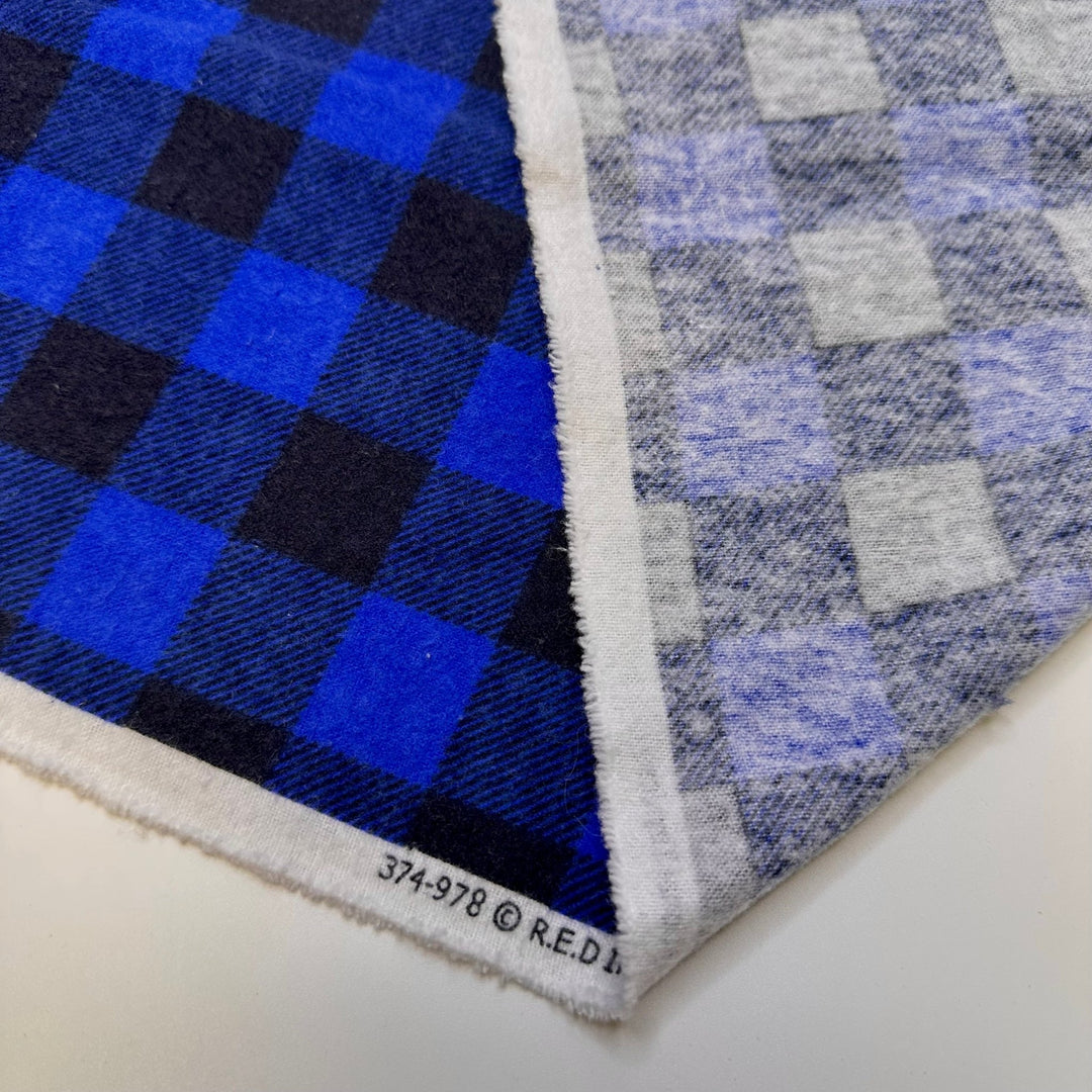 I Wanna Stay In Bed - Flanelette Cotton Woven - Dark Black/Blue Plaid - 2.45M Bundle - True Deadstock fabric Fabric by private - Sustainable Textile | FABCYCLE