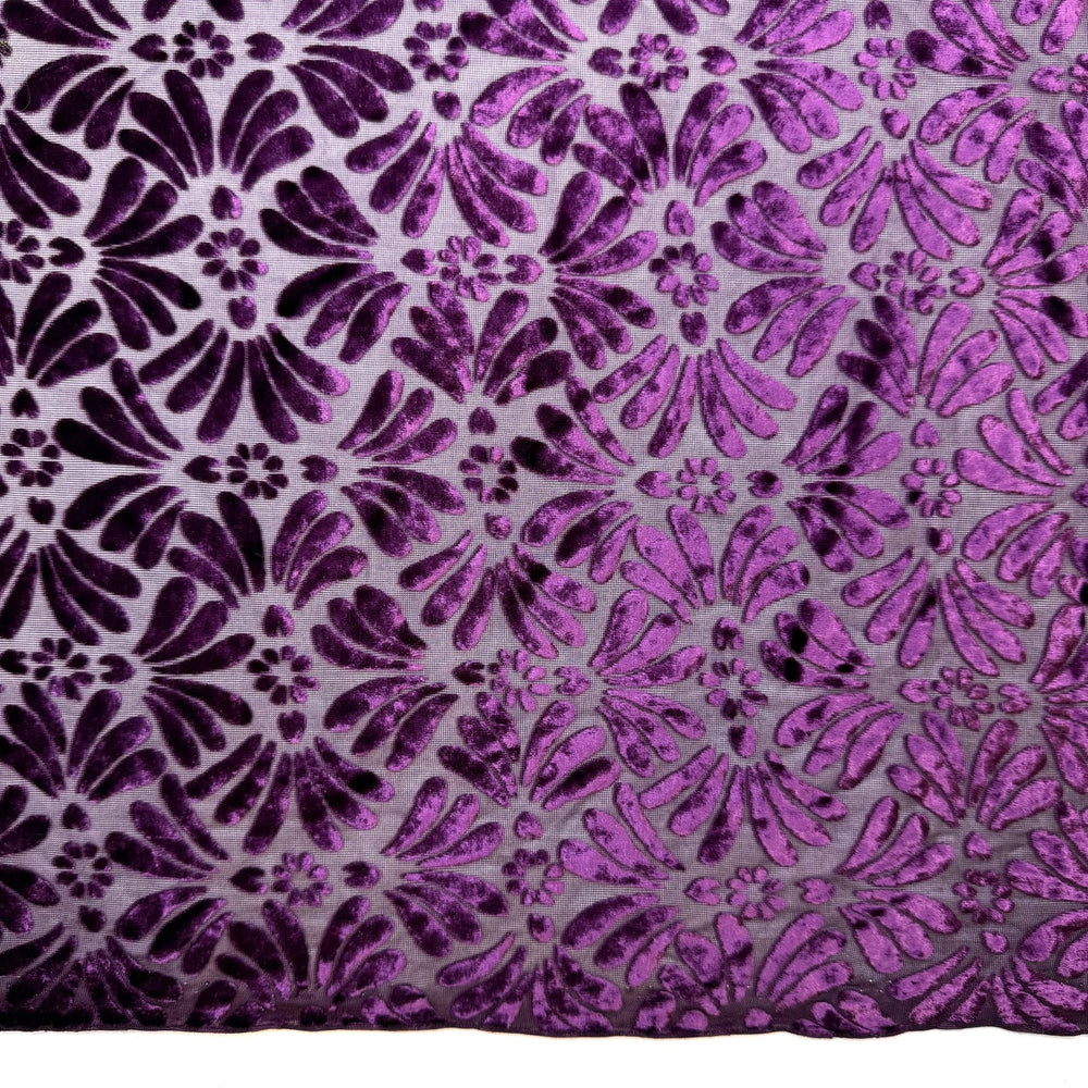 I Was Royalty In A Past Life - Knitted Velour Poly/Cotton Knit - Dark Purple Floral - 1.4M Bundle - True Deadstock fabric Fabric by private - Sustainable Textile | FABCYCLE
