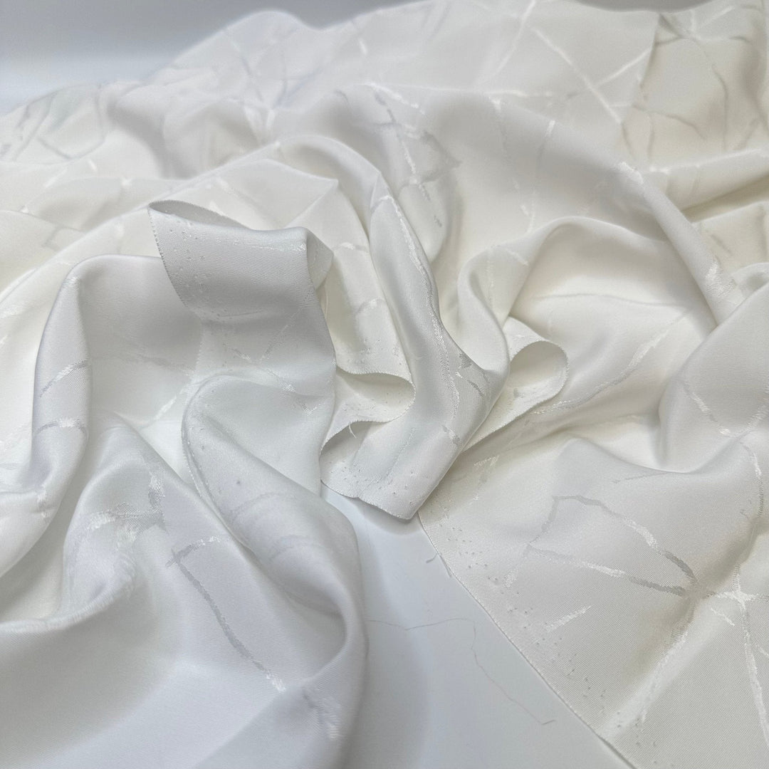 Ice Breakers To Start The Party - Vintage Satin Poly Woven - White Abstract - 1.55M Bundle - True Deadstock fabric Fabric by private - Sustainable Textile | FABCYCLE