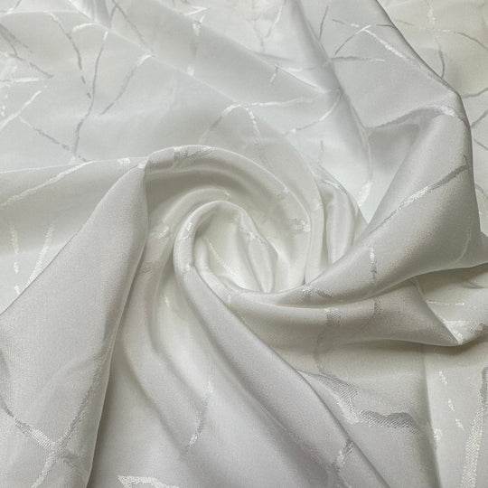Ice Breakers To Start The Party - Vintage Satin Poly Woven - White Abstract - 1.55M Bundle - True Deadstock fabric Fabric by private - Sustainable Textile | FABCYCLE
