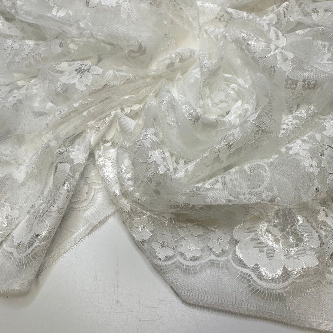 Ice Hockey - Lace Poly Knit - White Floral - 2.6M Bundle - True Deadstock fabric Fabric by private - Sustainable Textile | FABCYCLE