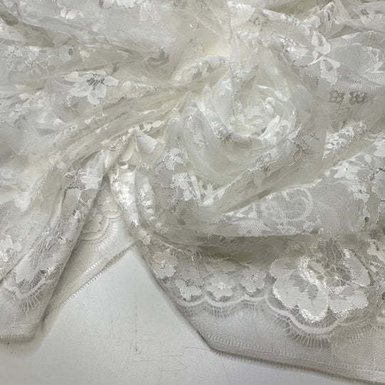 Ice Hockey - Lace Poly Knit - White Floral - 2.6M Bundle - True Deadstock fabric Fabric by private - Sustainable Textile | FABCYCLE