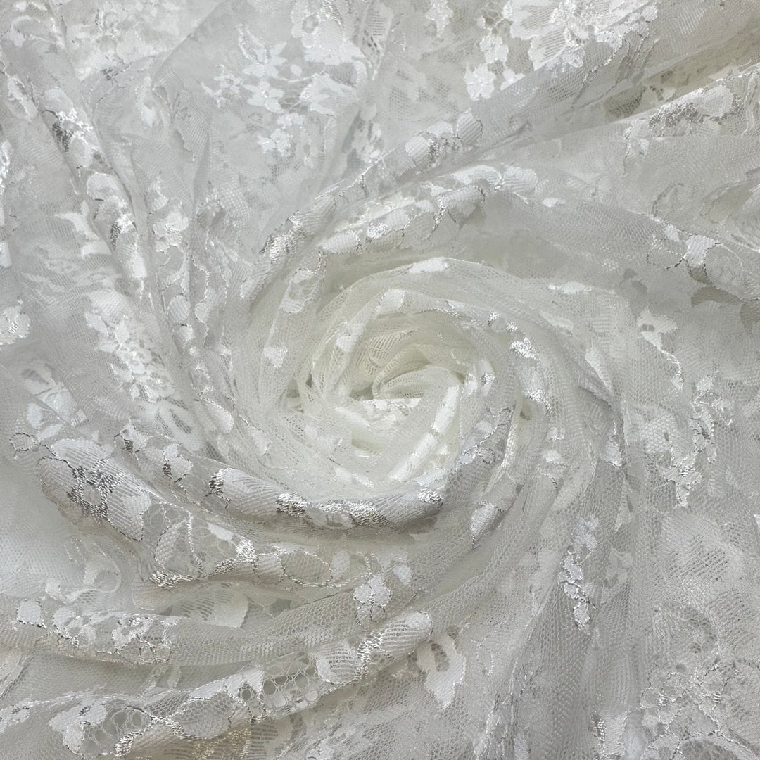Ice Hockey - Lace Poly Knit - White Floral - 2.6M Bundle - True Deadstock fabric Fabric by private - Sustainable Textile | FABCYCLE