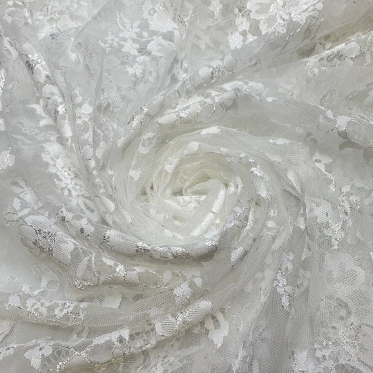 Ice Hockey - Lace Poly Knit - White Floral - 2.6M Bundle - True Deadstock fabric Fabric by private - Sustainable Textile | FABCYCLE