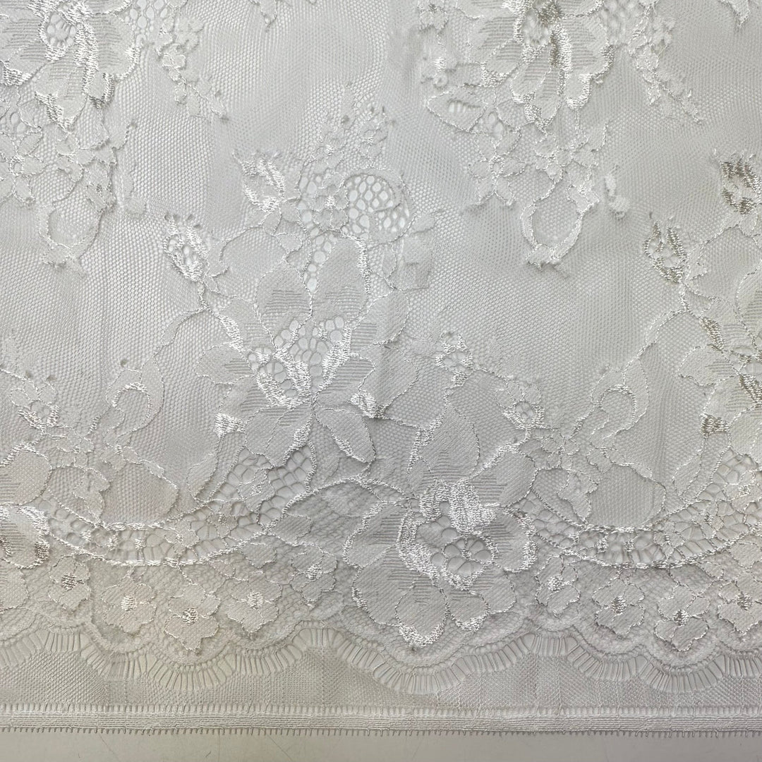 Ice Hockey - Lace Poly Knit - White Floral - 2.6M Bundle - True Deadstock fabric Fabric by private - Sustainable Textile | FABCYCLE