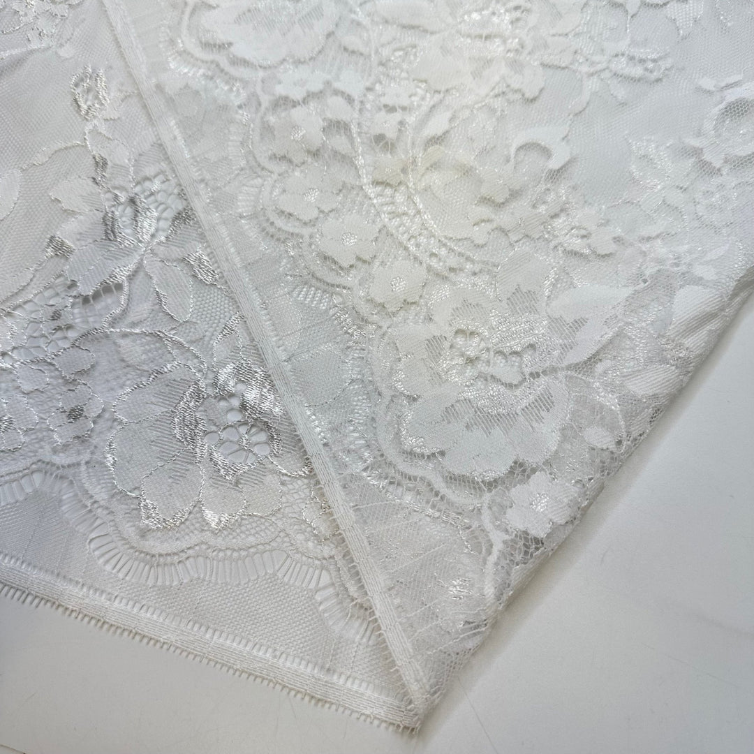 Ice Hockey - Lace Poly Knit - White Floral - 2.6M Bundle - True Deadstock fabric Fabric by private - Sustainable Textile | FABCYCLE