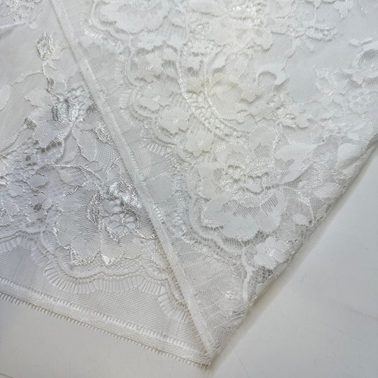 Ice Hockey - Lace Poly Knit - White Floral - 2.6M Bundle - True Deadstock fabric Fabric by private - Sustainable Textile | FABCYCLE