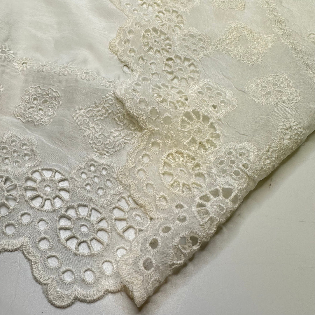 Icicles On The Trees - Cupro Woven - White/Cream Floral - Bundles - True Deadstock fabric Fabric by private - Sustainable Textile | FABCYCLE
