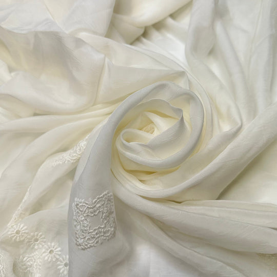 Icicles On The Trees - Cupro Woven - White/Cream Floral - Bundles - True Deadstock fabric Fabric by private - Sustainable Textile | FABCYCLE