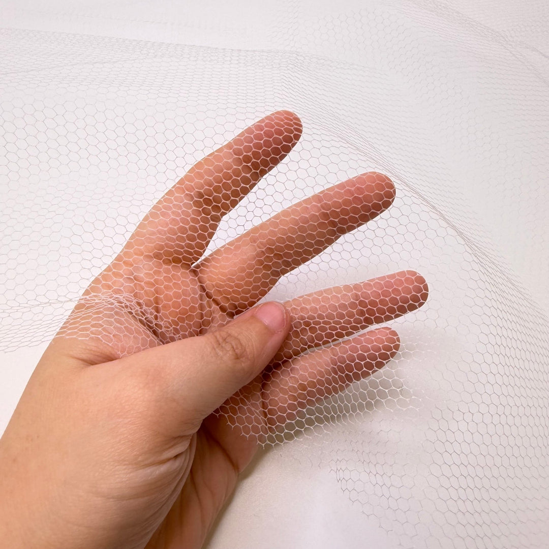Icing The Gingerbread House - Tulle Poly Knit - White - 2.1M Bundle - True Deadstock fabric Fabric by private - Sustainable Textile | FABCYCLE