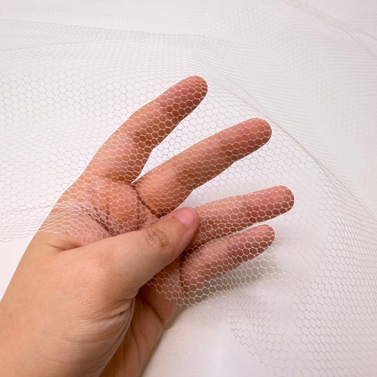 Icing The Gingerbread House - Tulle Poly Knit - White - 2.1M Bundle - True Deadstock fabric Fabric by private - Sustainable Textile | FABCYCLE