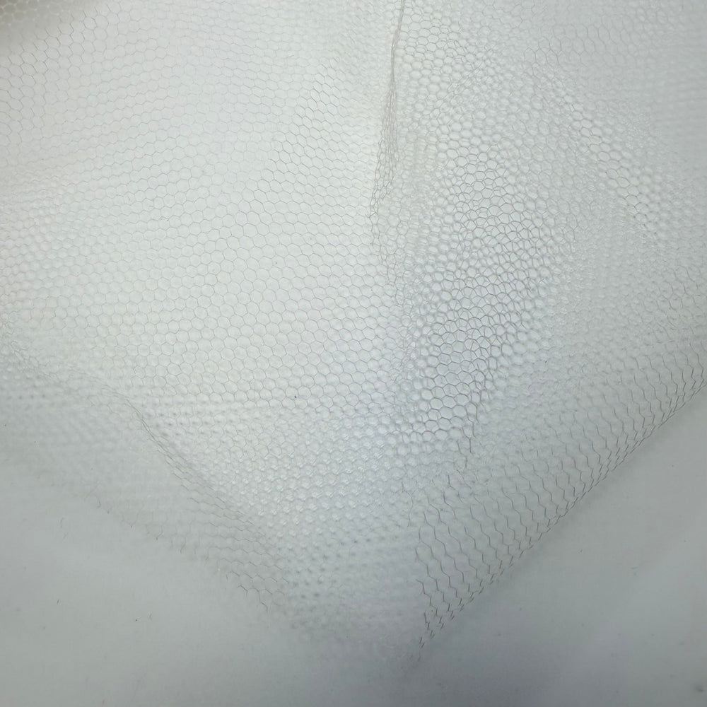 Icing The Gingerbread House - Tulle Poly Knit - White - 2.1M Bundle - True Deadstock fabric Fabric by private - Sustainable Textile | FABCYCLE