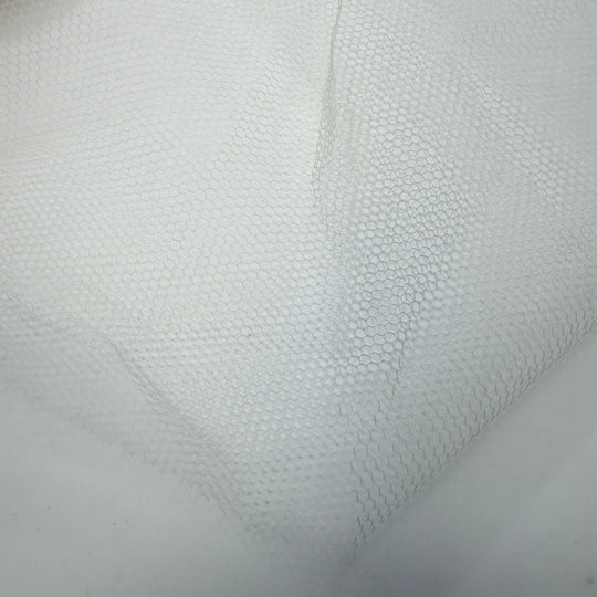 Icing The Gingerbread House - Tulle Poly Knit - White - 2.1M Bundle - True Deadstock fabric Fabric by private - Sustainable Textile | FABCYCLE