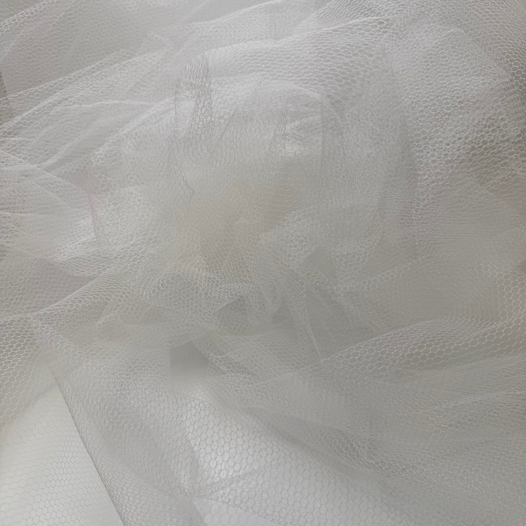 Icing The Gingerbread House - Tulle Poly Knit - White - 2.1M Bundle - True Deadstock fabric Fabric by private - Sustainable Textile | FABCYCLE