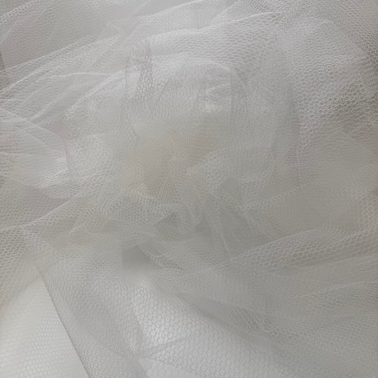 Icing The Gingerbread House - Tulle Poly Knit - White - 2.1M Bundle - True Deadstock fabric Fabric by private - Sustainable Textile | FABCYCLE