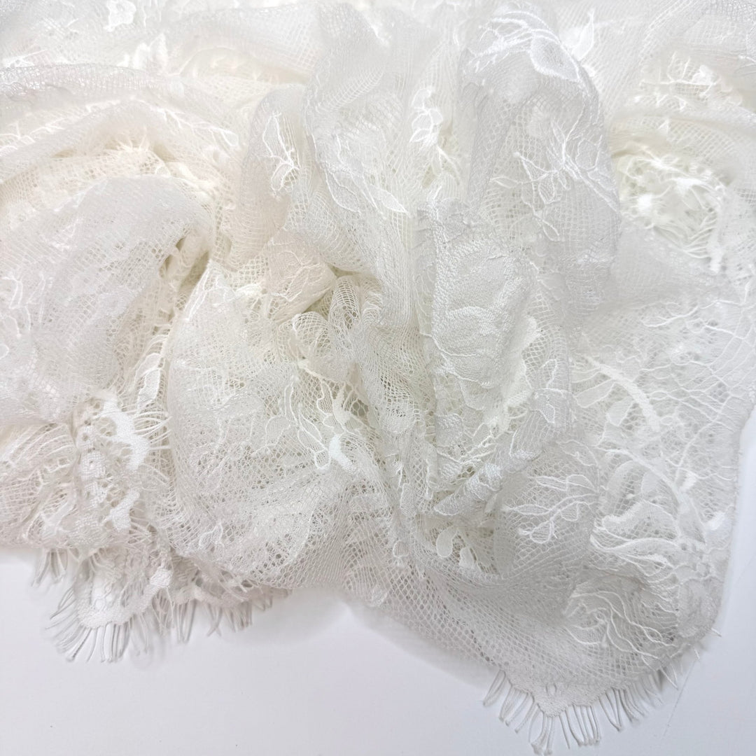 Icy Stare - Lace Poly Knit - White Floral - Bundles - True Deadstock fabric Fabric by private - Sustainable Textile | FABCYCLE