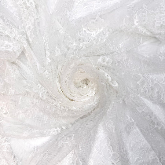 Icy Stare - Lace Poly Knit - White Floral - Bundles - True Deadstock fabric Fabric by private - Sustainable Textile | FABCYCLE