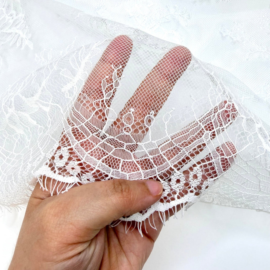 Icy Stare - Lace Poly Knit - White Floral - Bundles - True Deadstock fabric Fabric by private - Sustainable Textile | FABCYCLE