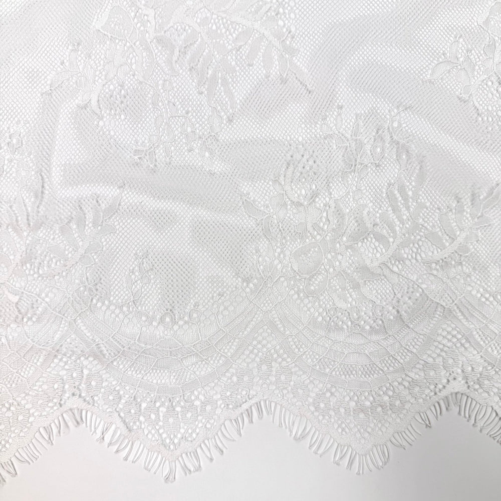 Icy Stare - Lace Poly Knit - White Floral - Bundles - True Deadstock fabric Fabric by private - Sustainable Textile | FABCYCLE