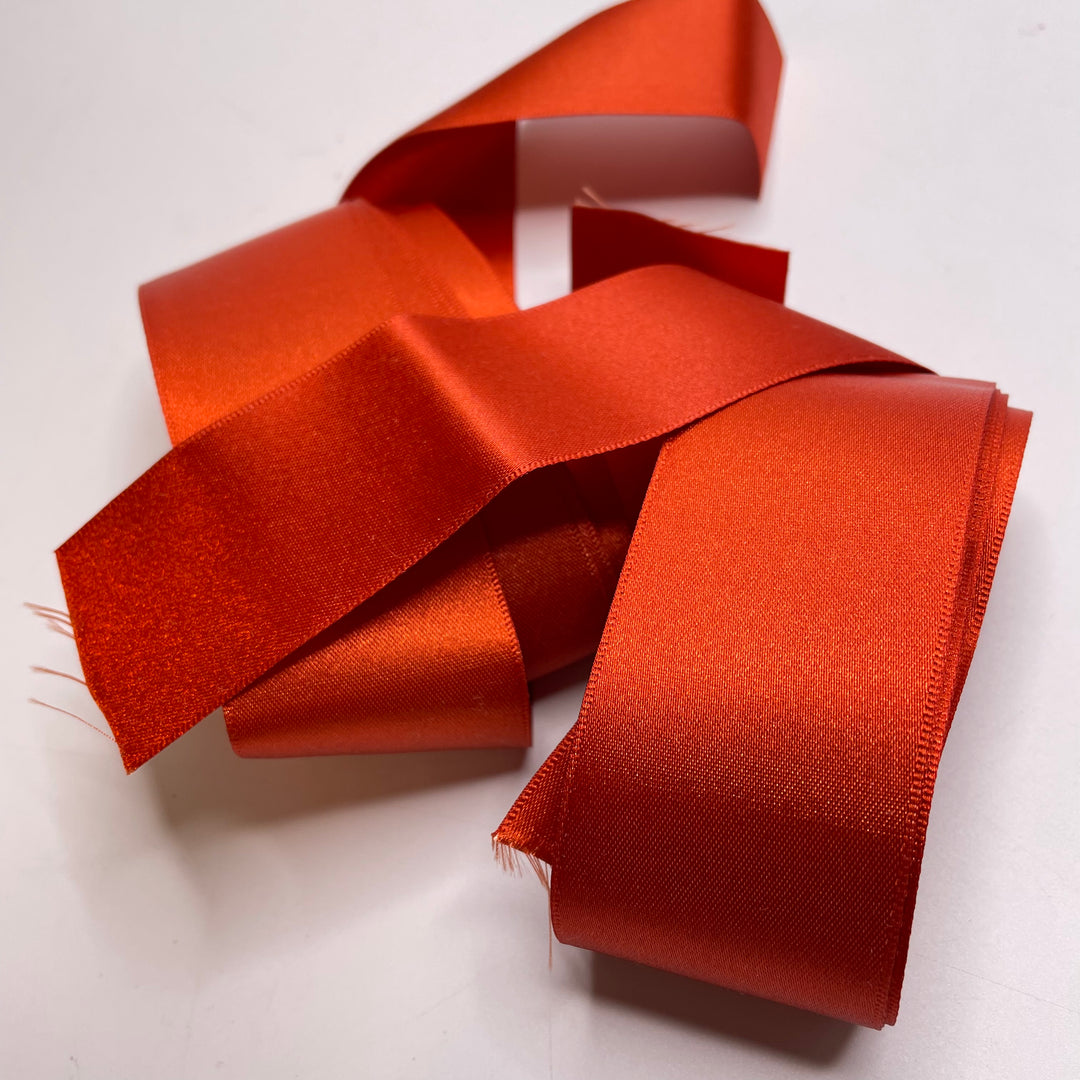 1 ½" (38mm)  Satin Ribbon Trim - Orange - 2 Pack - FABCYCLE Deadstock and Sustainble Fabrics and Sewing Supplies