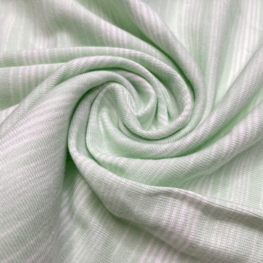 Key Lime Fantasy - Rib Knit Cotton Knit - Light White/Green Stripes - 3.2M Bundle - FABCYCLE Deadstock and Sustainble Fabrics and Sewing Supplies
