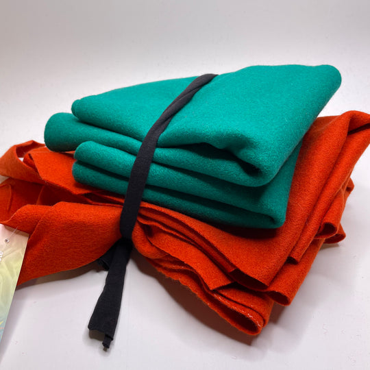 Boiled Wool Woven - Green/Orange - Pack - FABCYCLE Deadstock and Sustainble Fabrics and Sewing Supplies