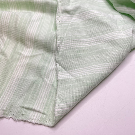 Key Lime Fantasy - Rib Knit Cotton Knit - Light White/Green Stripes - 3.2M Bundle - FABCYCLE Deadstock and Sustainble Fabrics and Sewing Supplies