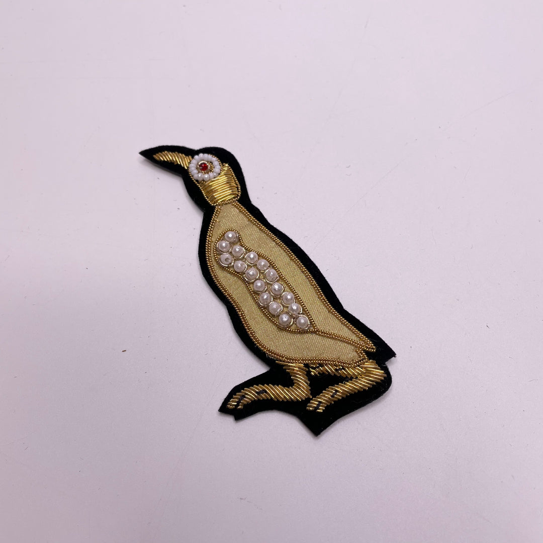 Penguin Applique - Gold/Black - Individual - FABCYCLE Deadstock and Sustainble Fabrics and Sewing Supplies