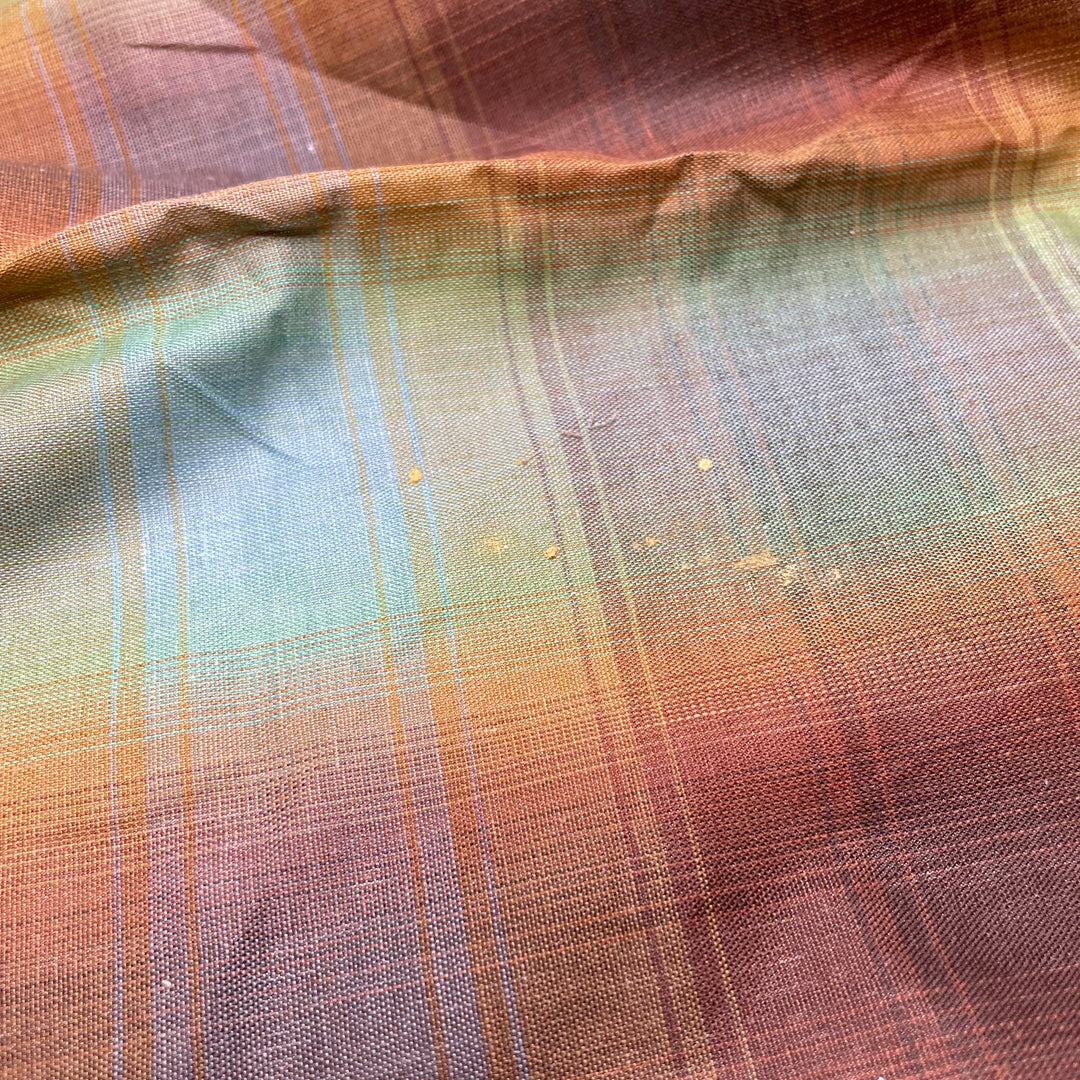 Mending It Not Ending It - Poly/Cotton Woven - Brown/Blue Plaid - 1.8M Bundle - FABCYCLE Deadstock and Sustainble Fabrics and Sewing Supplies