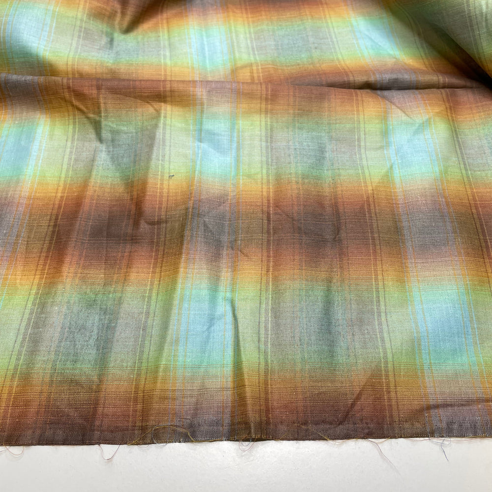 Mending It Not Ending It - Poly/Cotton Woven - Brown/Blue Plaid - 1.8M Bundle - FABCYCLE Deadstock and Sustainble Fabrics and Sewing Supplies