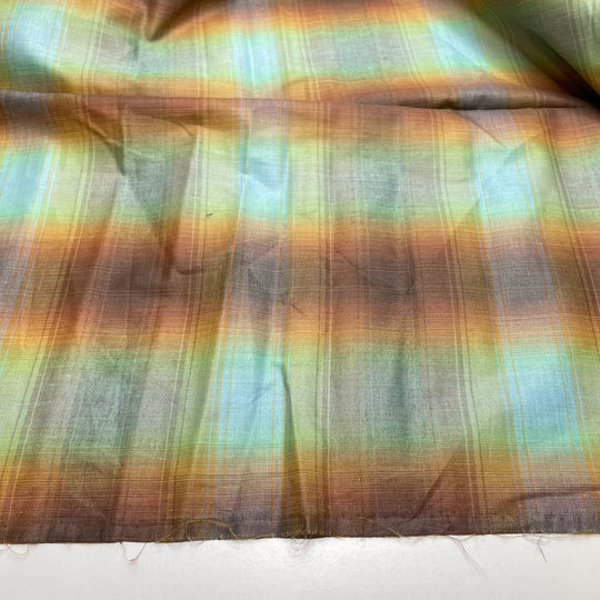 Mending It Not Ending It - Poly/Cotton Woven - Brown/Blue Plaid - 1.8M Bundle - FABCYCLE Deadstock and Sustainble Fabrics and Sewing Supplies