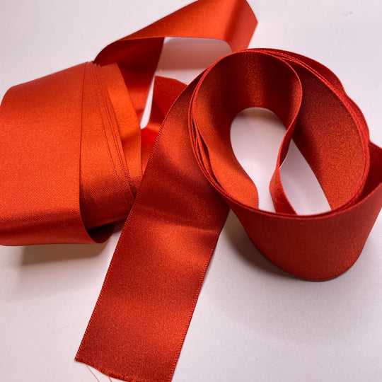 1 ½" (38mm)  Satin Ribbon Trim - Orange - 2 Pack - FABCYCLE Deadstock and Sustainble Fabrics and Sewing Supplies