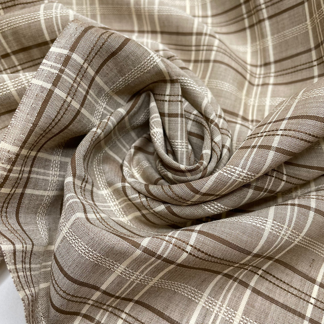 Embracing The Beauty Of Imperfection - Cotton/Poly Woven - Brown Checks - 1.6M Bundle - FABCYCLE Deadstock and Sustainble Fabrics and Sewing Supplies
