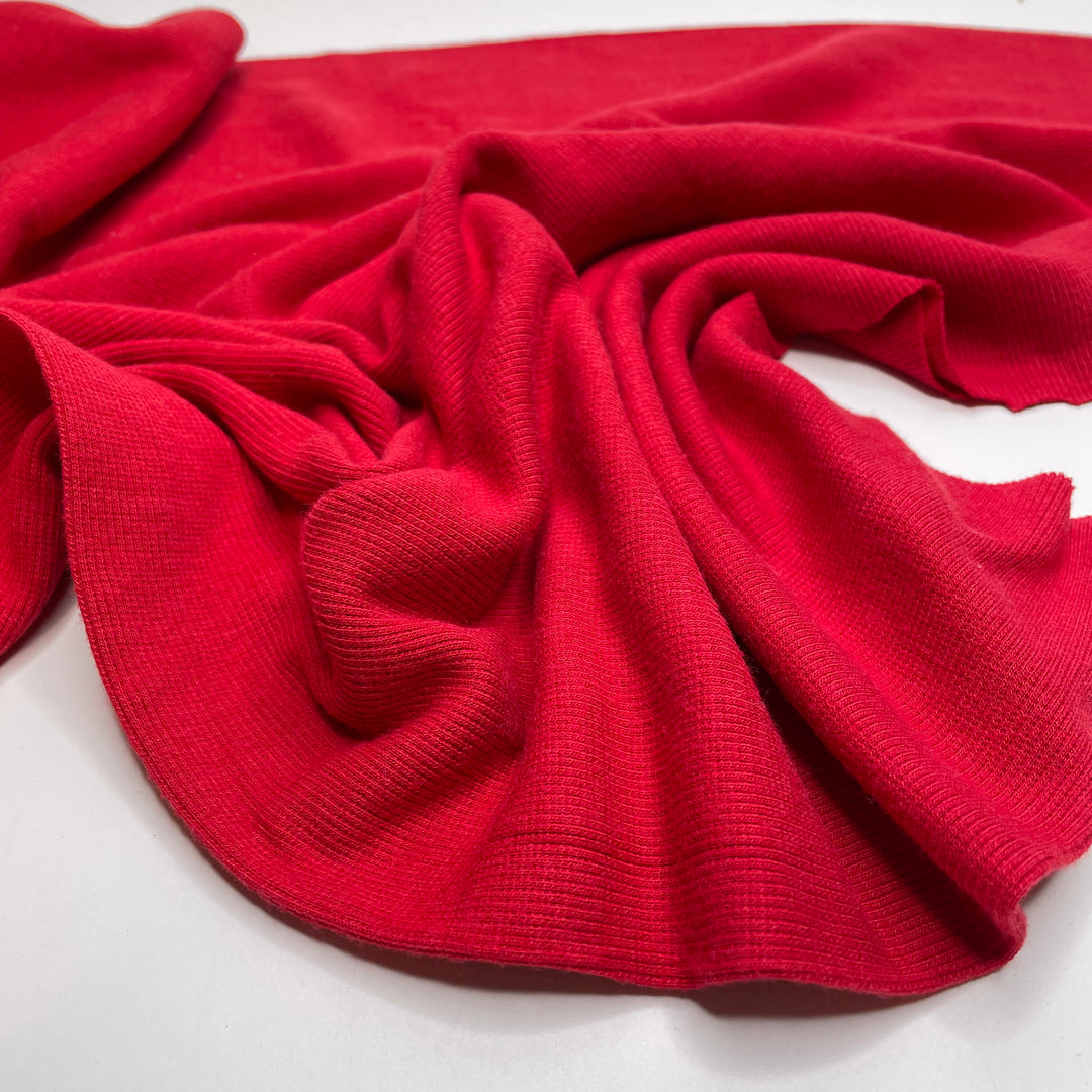 Ever Blazing - Tubular Rib Knit Bamboo Blend Knit - Red - 1M Bundle - FABCYCLE Deadstock and Sustainble Fabrics and Sewing Supplies