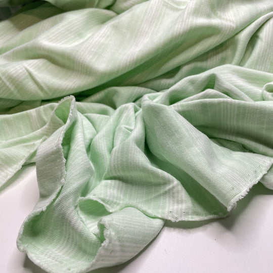Key Lime Fantasy - Rib Knit Cotton Knit - Light White/Green Stripes - 3.2M Bundle - FABCYCLE Deadstock and Sustainble Fabrics and Sewing Supplies