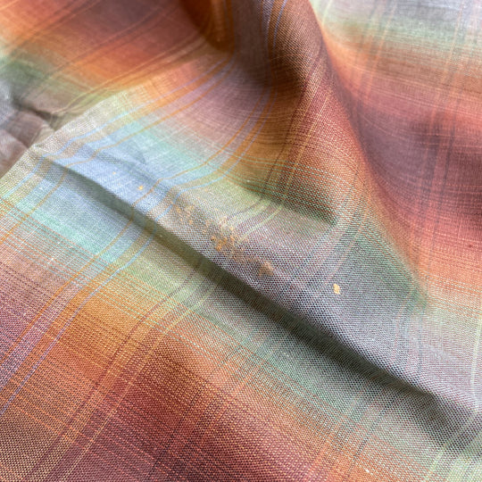 Mending It Not Ending It - Poly/Cotton Woven - Brown/Blue Plaid - 1.8M Bundle - FABCYCLE Deadstock and Sustainble Fabrics and Sewing Supplies