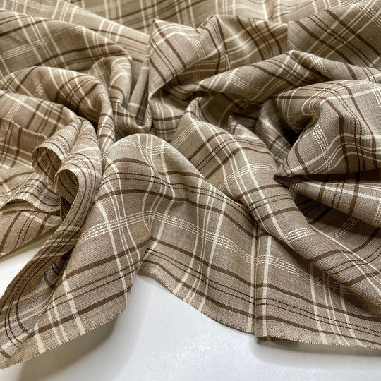 Embracing The Beauty Of Imperfection - Cotton/Poly Woven - Brown Checks - 1.6M Bundle - FABCYCLE Deadstock and Sustainble Fabrics and Sewing Supplies