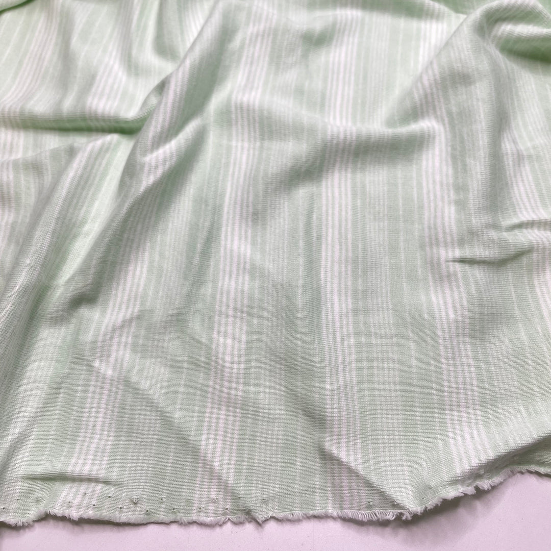 Key Lime Fantasy - Rib Knit Cotton Knit - Light White/Green Stripes - 3.2M Bundle - FABCYCLE Deadstock and Sustainble Fabrics and Sewing Supplies