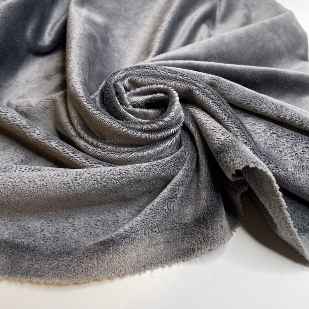 Silver Fox - Minky Poly Knit - Grey - 1.1M Bundle - FABCYCLE Deadstock and Sustainble Fabrics and Sewing Supplies