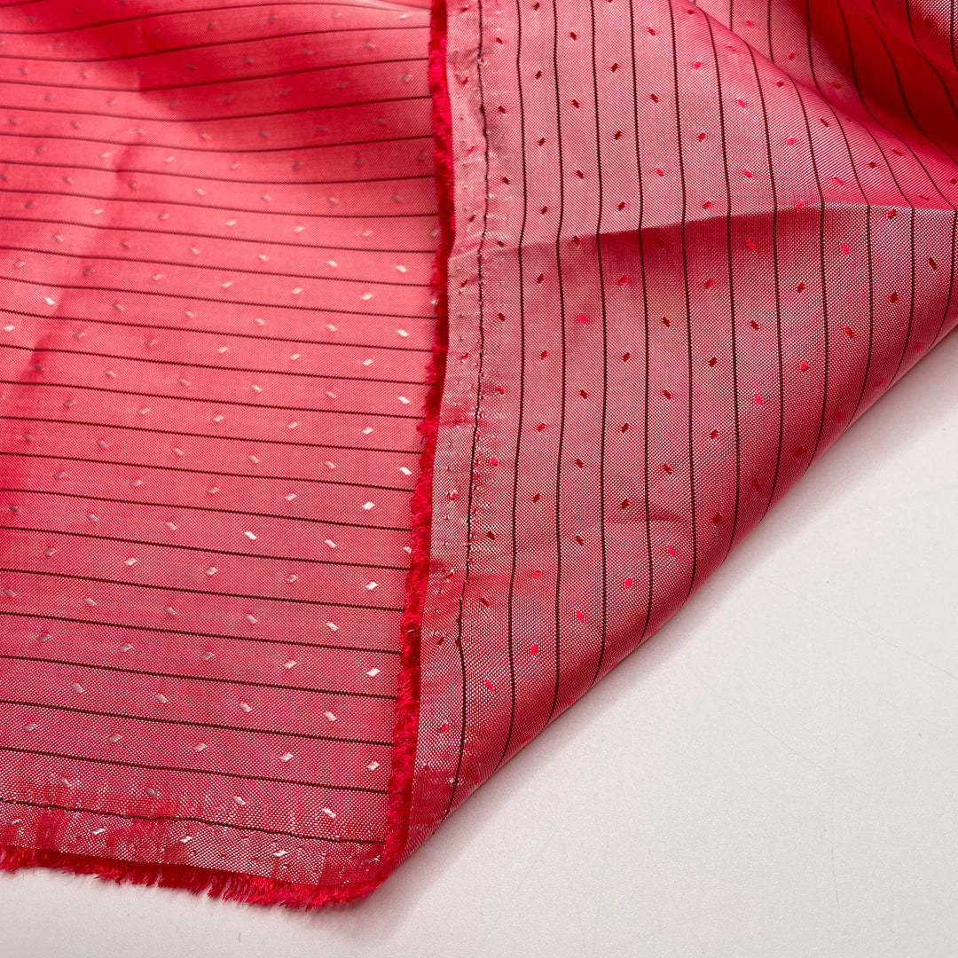 Glittering In The Sunset - Iridescent Satin Poly Woven - Pink/Gold Stripes - 2.95M Bundle - FABCYCLE Deadstock and Sustainble Fabrics and Sewing Supplies