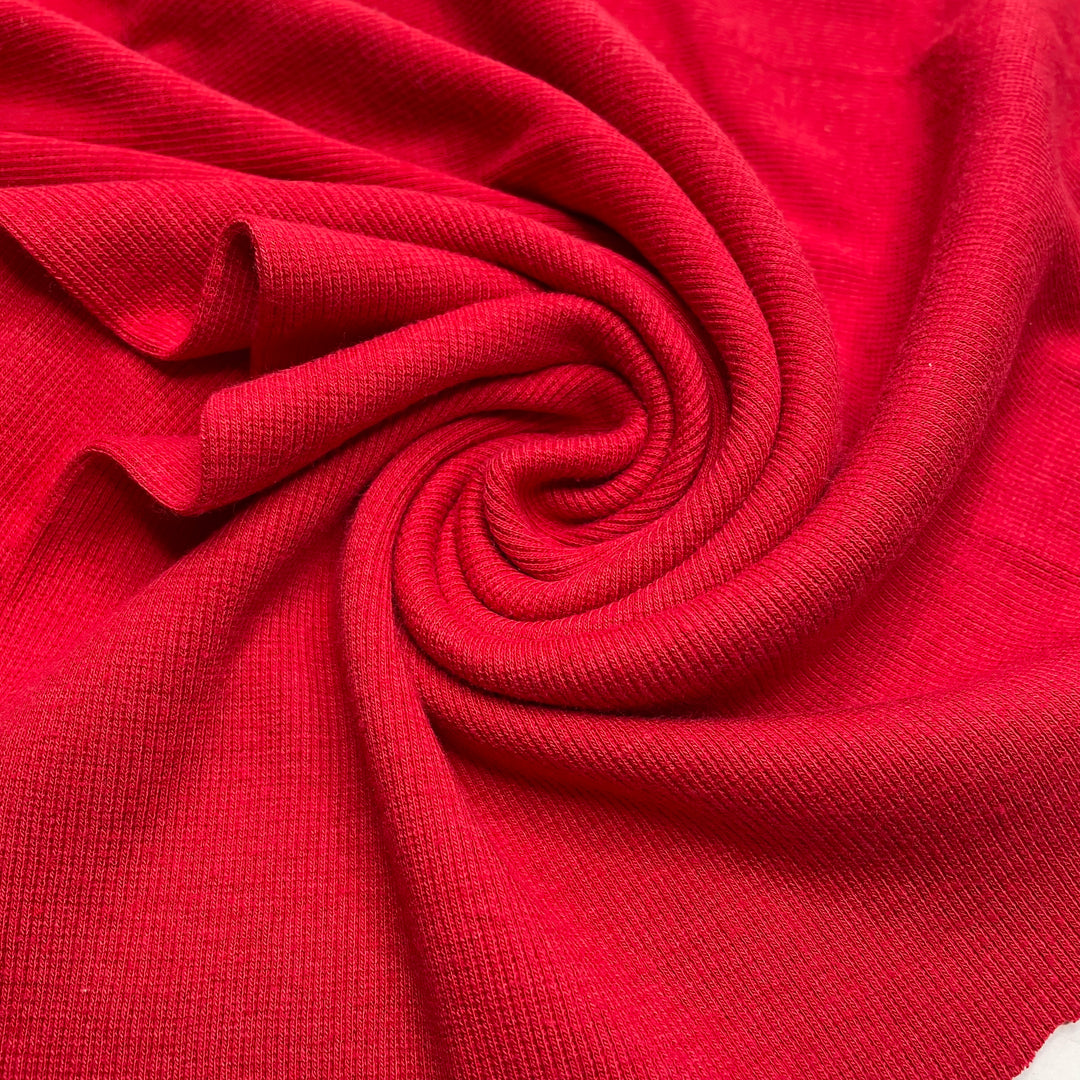 Ever Blazing - Tubular Rib Knit Bamboo Blend Knit - Red - 1M Bundle - FABCYCLE Deadstock and Sustainble Fabrics and Sewing Supplies