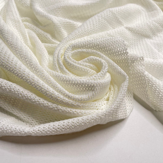 Fork Marks In The Dough - Mesh Nylon/Spandex Knit - Cream - 1M Bundle - FABCYCLE Deadstock and Sustainble Fabrics and Sewing Supplies