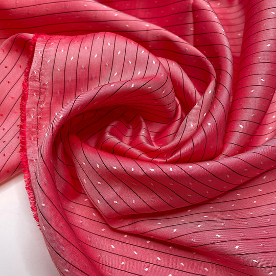 Glittering In The Sunset - Iridescent Satin Poly Woven - Pink/Gold Stripes - 2.95M Bundle - FABCYCLE Deadstock and Sustainble Fabrics and Sewing Supplies