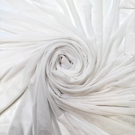 Imaginary Numbers - Mesh Poly/Spandex Knit - White - 2M Bundle - True Deadstock fabric Fabric by private - Sustainable Textile | FABCYCLE