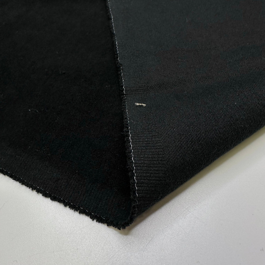 In The Dark Of The Night - Knitted Velour Polyester Blend Knit - Black - 1.9M Bundle - True Deadstock fabric Fabric by private - Sustainable Textile | FABCYCLE