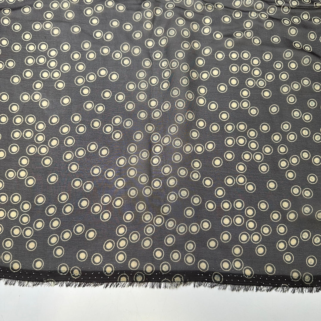 In The Eye Of The Beholder - Chiffon Silk Woven - Black/Cream Polka Dots - 2.9M Bundle - True Deadstock fabric Fabric by private - Sustainable Textile | FABCYCLE