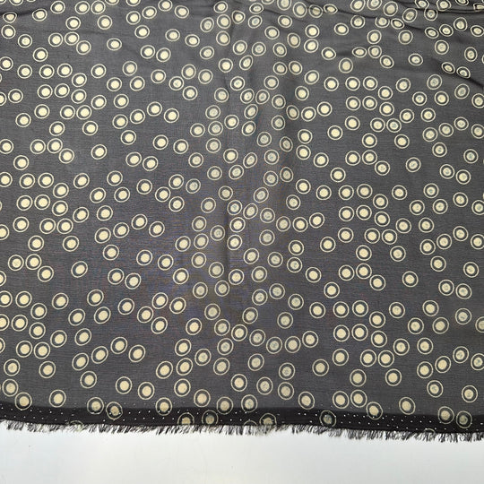 In The Eye Of The Beholder - Chiffon Silk Woven - Black/Cream Polka Dots - 2.9M Bundle - True Deadstock fabric Fabric by private - Sustainable Textile | FABCYCLE