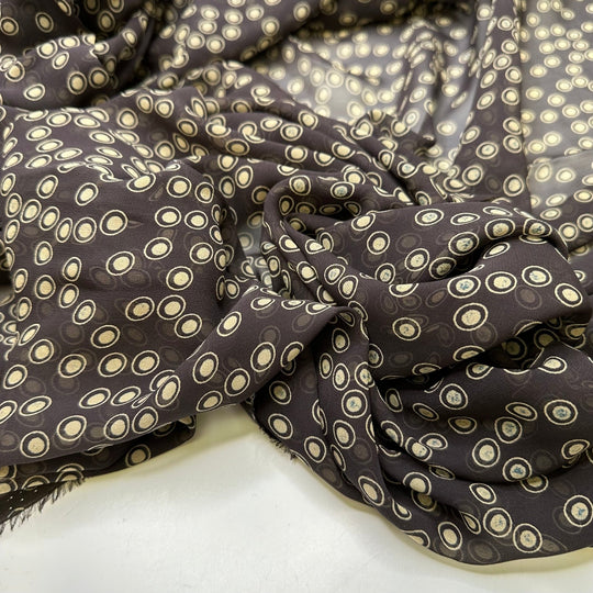 In The Eye Of The Beholder - Chiffon Silk Woven - Black/Cream Polka Dots - 2.9M Bundle - True Deadstock fabric Fabric by private - Sustainable Textile | FABCYCLE