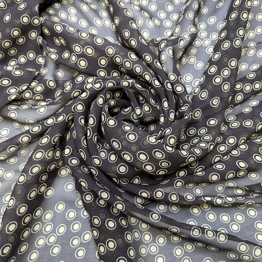 In The Eye Of The Beholder - Chiffon Silk Woven - Black/Cream Polka Dots - 2.9M Bundle - True Deadstock fabric Fabric by private - Sustainable Textile | FABCYCLE